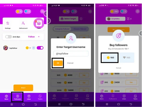 How To get Instagram followers using TopFollow APK